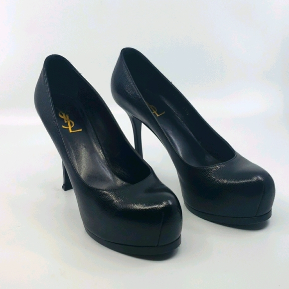 YSL Tribute Tribtoo Black leather platform pumps - Picture 3 of 12